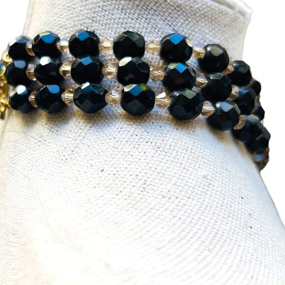 Vintage Aurora Borealis Beaded Goldtone Choker Necklace - Picture 8 of 9